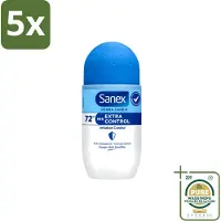 Sanex 5 déodorants roll-on Dermo Extra Control - 53 ml - Lot de 5 pièces
