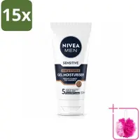Nivea 15 x MEN, gel pour le visage pour peaux sensibles, idéal pour les hommes qui portent la barbe de quelques jours, 50 ml - Pack économique - 15 pièces