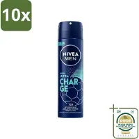 Nivea 10 x Déodorant spray MEN Ultra Charge - 150 ml - Pack économique - 10 pièces