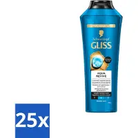 GLISS 25 flacons de shampooing -Kur Aqua Revive – Rafraîchissant et hydratant – 400 ml - Pack économique - 25 pièces