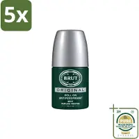 BRUT 5 déodorants roll-on Original - 50 ml - Pack économique - 5 pièces