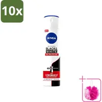 Nivea 10 x Déodorant spray Black & White, protection maximale - 150 ml - Lot de 10