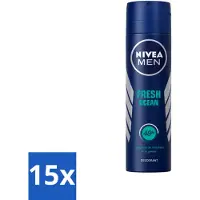 Nivea Men Déodorant Spray - Fresh Ocean - 48 heures d'efficacité - 150 ml - Pack avantage - 15 pièces