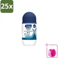 Sanex 25 déodorants roll-on Men Active Control, format 53 ml - Lot de 25