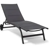Blumfeldt chaise longue, transat avec dossiers réglables, chaise longue de jardin avec cadre en aluminium, lounger avec housses imperméables, avec roulettes, type : Limala, noir