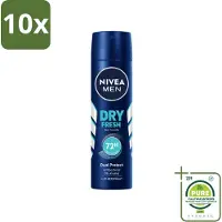 Nivea 10 sprays déodorants MEN Dry Fresh - 150 ml - Lot de 10 pièces