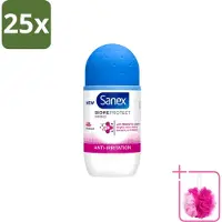 Sanex 25 déodorants roll-on BiomeProtect Dermo Anti-Irritation, 50 ml - Lot de 25