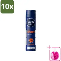 Nivea 10 x Déodorant anti-transpirant spray MEN Sport, 150 ml - Pack économique - 10 pièces