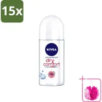 Nivea 15 déodorants roll-on Dry Comfort - Sans alcool - 50 ml - Pack économique - 15 pièces