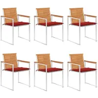 vidaXL Chaises de jardin 6 pcs. avec coussins bois massif acacia