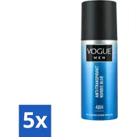 Vogue 5 vaporisateurs déodorants anti-transpirants Men Nordic Blue, 150 ml - Pack avantageux - 5 pièces