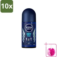 Nivea 10 déodorants roll-on MEN Dry Fresh, 50 ml - Lot de 10