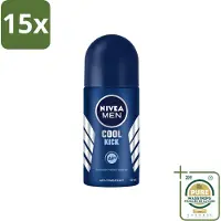 Nivea 15 déodorants roll-on MEN Cool Kick - 50 ml - Lot de 15 pièces