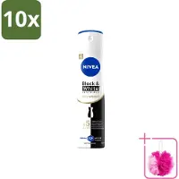Nivea 10 déodorants spray Black & White, invisibles, effet soyeux, 150 ml - Lot de 10