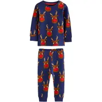 Next Pyjama 'Christmas' bleu foncé / marron / rouge vif / blanc