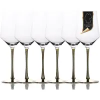 Intirilife 6x verre à vin avec pied doré - 380 ml capacité - vin rouge vin blanc verre calice verre cristal antichoc