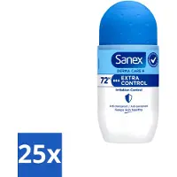 Sanex 25 déodorants roll-on Dermo Extra Control - 53 ml - Pack économique - 25 pièces