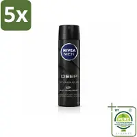 Nivea 5 x Déodorant anti-transpirant MEN, formule "Deep", édition "Black Carbon", format spray, 150 ml, lot de 5