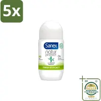 Sanex 5 déodorants roll-on Bamboo Fresh, efficacité prouvée, format 50 ml, lot de 5 pièces