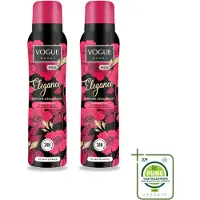 Vogue 2 déodorants parfumés Elegance pour femmes - 150 ml - Lot de 2