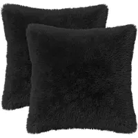 vidaXL Housse De Coussin 2 Pcs Heerlen Noir 40 X 40 Cm Fleece Pv