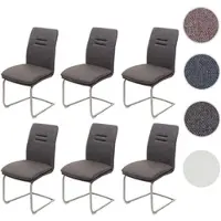 Mendler 6x chaise de salle à manger HWC-H70, chaise de cuisine, tissu/textile acier brossé gris brun