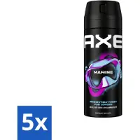 Axe - Déodorant Spray Corps - 100% Fragrance Fraîche - Marine - Brise de Mer & Sauge - 150 ml - Pack Avantage - 5 pièces