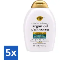 OGX - Huile d'argan du Maroc - Shampoing - Léger - Usage quotidien - 385 ml - Pack avantage - 5 pièces