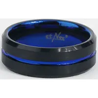 EtNox Bague de - Blue Line - pour Unisexe - noir/bleu - Taille 56