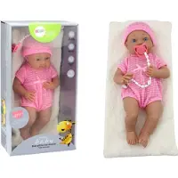 Leantoys Poupée bébé en vêtements roses, chapeau, sucette et couverture