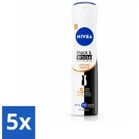 Nivea - Déodorant Spray - Black & White Ultimate Impact - Antiperspirant - 150 ml - Vorteilspack - 5 Stücke