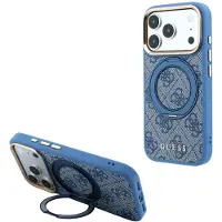 GUESS Étui MagSafe PU 4G à anneau pour iPhone 18 Pro, bleu (Apple iPhone 17 Pro, Apple iPhone 18 Pro), Coque pour téléphone portable, Bleu