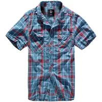 Brandit Chemise 'Roadstar' bleu fumé / rouge feu / blanc