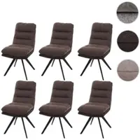 Mendler Lot de 6 chaises de salle à manger HWC-G66, chaise de cuisine chaise, pivotante Auto-Position tissu/textile brun-brun foncé
