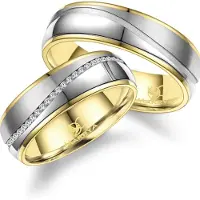 MARRYA Bague 'ES-22 Ehering aus Edelstahl - Silberfarben & Gelbgold plattiert' jaune d'or