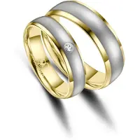 MARRYA Bague 'ES-14 Ehering aus Edelstahl - Silberfarben & Goldfarben' jaune d'or