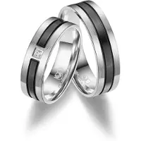 MARRYA Bague 'ES-10 Ehering aus Edelstahl - Silberfarben & Schwarz' gris clair