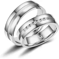 MARRYA Bague 'ES-08 Ehering aus Edelstahl - Silberfarben' argent
