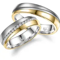 MARRYA Bague 'ES-32 Ehering aus Edelstahl - Silberfarben & Gelbgold plattiert' jaune d'or