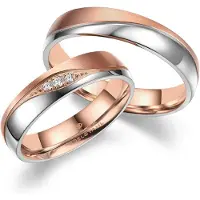 MARRYA Bague 'ES-35 Ehering aus Edelstahl - Silberfarben & Rosé' or rose