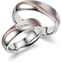 MARRYA Bague 'ES-11 Ehering aus Edelstahl - Silberfarben & Rosé' argent
