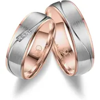 MARRYA Bague 'ES-21 Ehering aus Edelstahl - Silberfarben & Rosé' gris argenté