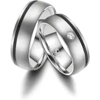 MARRYA Bague 'ES-05 Ehering aus Edelstahl – Silberfarben & Schwarz' gris clair