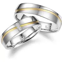MARRYA Bague 'ES-15 Ehering aus Edelstahl - Silber- & Gold-farben' argent