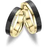 MARRYA Bague 'ES-24 Ehering aus Edelstahl - Gold plattiert mit Carbon' jaune d'or