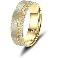 MARRYA Bague 'ES-37 Ehering aus Edelstahl - Gold plattiert' or