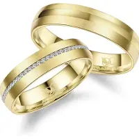 MARRYA Bague 'ES-27 Ehering aus Edelstahl - Gold plattiert' jaune d'or