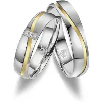 MARRYA Bague 'ES-15 Ehering aus Edelstahl - Silber- & Gold-farben' gris argenté