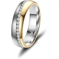 MARRYA Bague 'ES-32 Ehering aus Edelstahl - Silberfarben & Gelbgold plattiert' argent