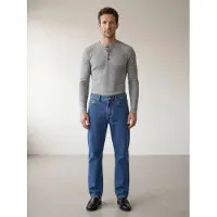 ARMIE T-Shirt 'The Peter Slim-Fit Henley Ribbed Shirt' gris clair